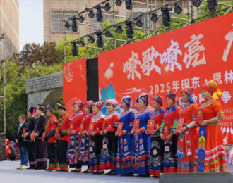 广西山歌协会会员卢秀勤、李玉参加思林仰岩歌圩节演唱